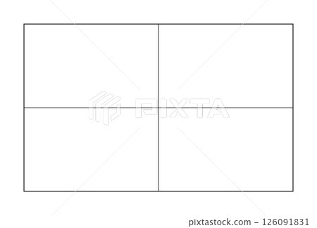 A rectangular grid divided into 4 cells - a template for simple charts and diagrams with a 2x2 frame 126091831