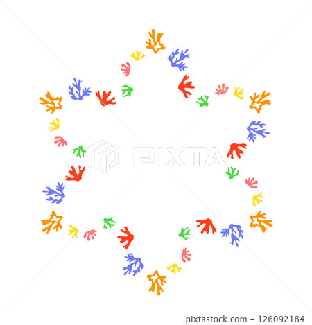Star frame from colorful corals. Small corals. Sea life elements. Star frame from colorful corals. Small corals. Sea life elements. 126092184