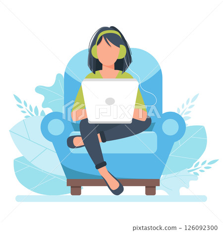 laptop, vector, woman 126092300