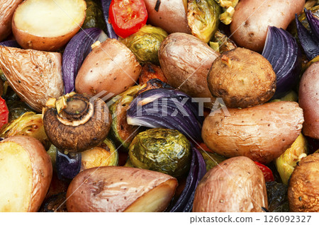 Colorful and nutritious vegan side dish. Colorful and nutritious vegan side dish. 126092327