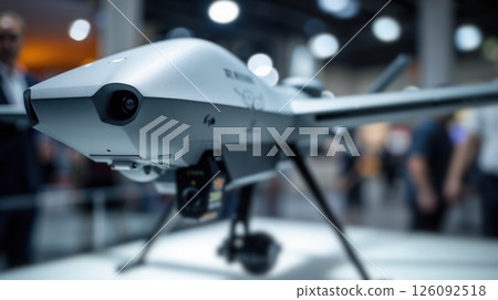 Advanced military surveillance drone displayed... - Stock Illustration ...