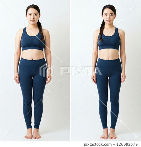 女性節食前後身體的變化（AI 產生的圖像） 126092579