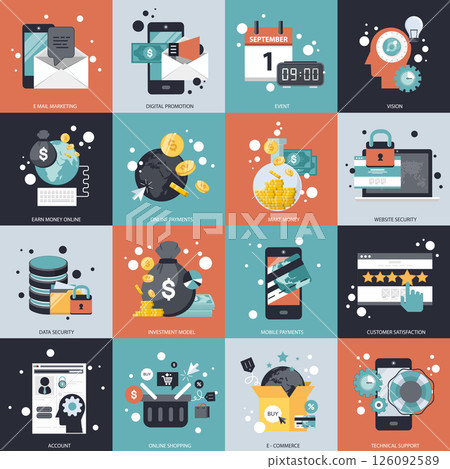 Business and technology icon set for websites and mobile applications. Flat vector illustration Business and technology icon set for websites and mobile applications. Flat vector illustration 126092589