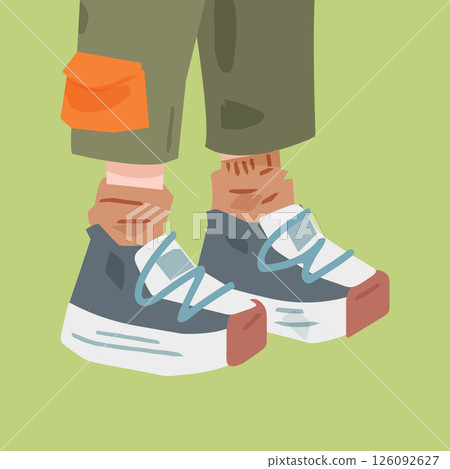 Colorful Cartoon Hiking Shoes Illustration 126092627