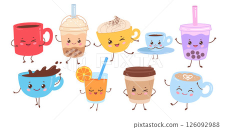 Cute kawaii drinks collection 126092988