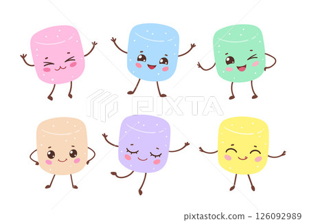 Cute marshmallow characters set 126092989