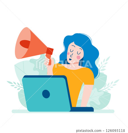 laptop, vector, woman 126093118