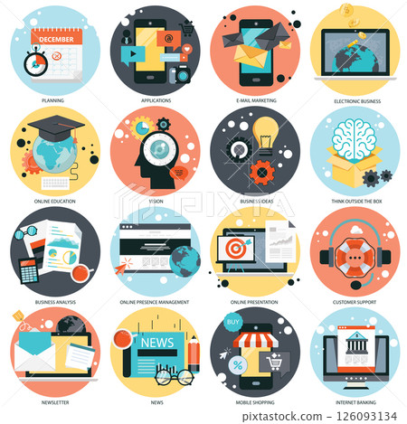 Business and technology icon set for websites and mobile applications. Flat vector illustration	 126093134