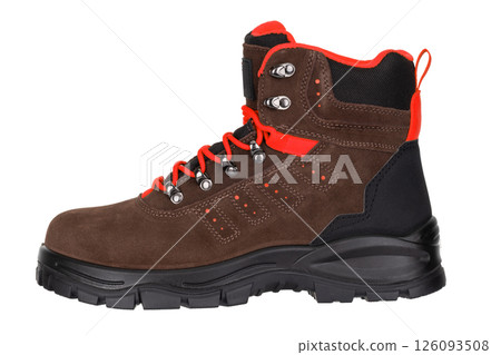 Brown Suede Safety Boot with Red Laces 126093508