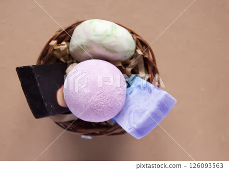 Aromatic bath bomb for home spa and relaxation. 126093563