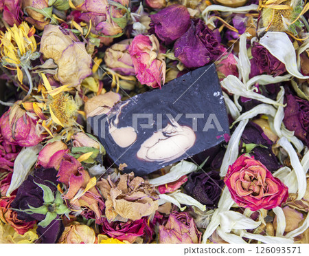 Dried flowers background suitable for home decor and cosmetic products. 126093571