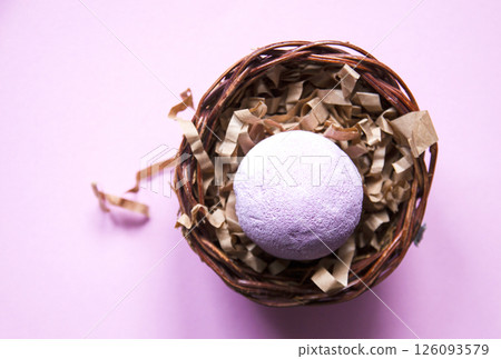 Aromatic bath bomb for home spa and relaxation. 126093579