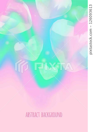 3D vertical banner with transparent glass hearts on a bright rainbow background. 126093613