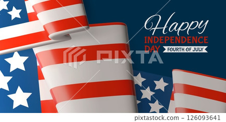 3D Independence Day USA banner with flag. 4th of July. 126093641