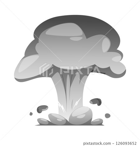 Dynamite or bomb explosion with fire flame and smoke, monochrome vector cartoon game boom effect explosive detonation Dynamite or bomb explosion with fire flame and smoke, monochrome vector cartoon game boom effect explosive detonation 126093652