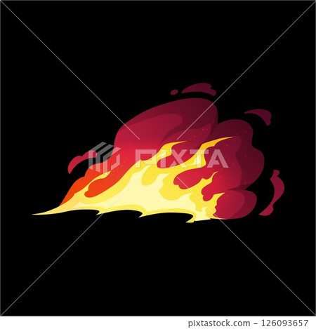 Burning fire effect, vector cartoon flame effect with sparks, devouring element, burning bonfire or campfire border Burning fire effect, vector cartoon flame effect with sparks, devouring element, burning bonfire or campfire border 126093657