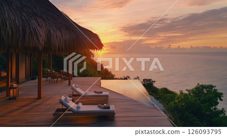 Oceanfront Villa at Sunset with Infinity Pool 126093795