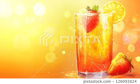 Refreshing Summer Cocktail with Strawberries and Lemon 126093824