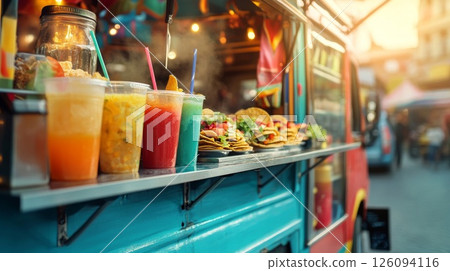 Colorful Food Truck at a Vibrant Street Market 126094116