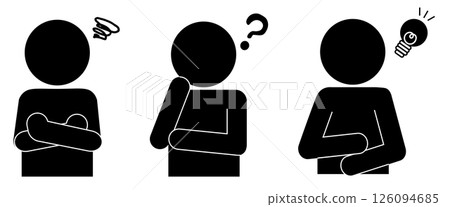 擔心、思考和有想法的人的象形圖集 126094685