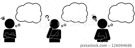 一組人們擔心、思考和有想法的象形圖,帶有語音氣泡 一組人們擔心、思考和有想法的象形圖,帶有語音氣泡 126094686
