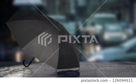 The Black umbrella for rainy concept 3d Rendering. The Black umbrella for rainy concept 3d Rendering. 126094911