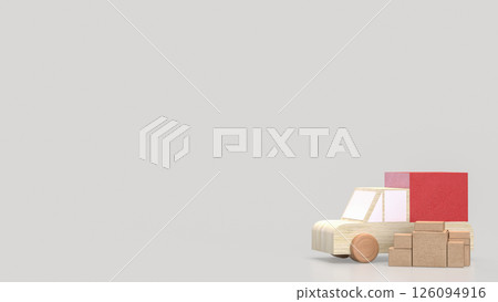 The Cardboard box and van truck for transporting concept 3d rendering. 126094916