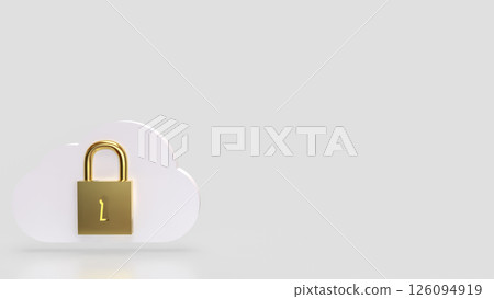 The White cloud and Gold lock for Technology Security concept 3d Rendering. The White cloud and Gold lock for Technology Security concept 3d Rendering. 126094919