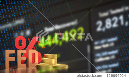 The Fed and coins for Business concept 3d Rendering. 126094924