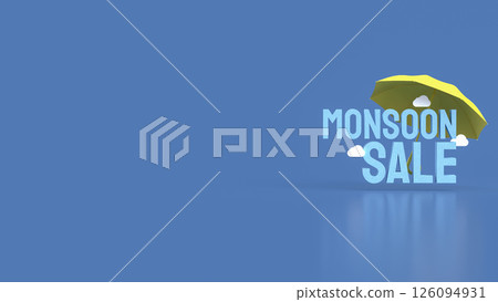 The Yellow umbrella for monsoon sale concept 3d Rendering. 126094931