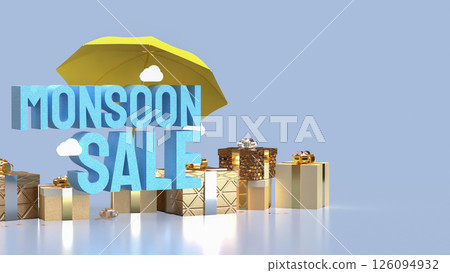 The Yellow umbrella for monsoon sale concept 3d Rendering. The Yellow umbrella for monsoon sale concept 3d Rendering. 126094932