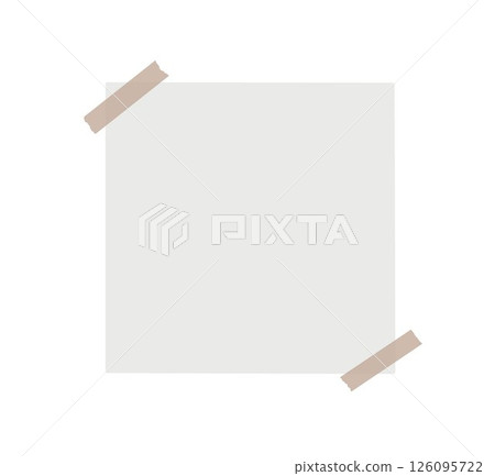 White blank sticky note paper mockup with beige masking tape on two corners isolated on background. Vector illustration clipart. Office supply. Reminders, scrapbooking, digital planner design 126095722