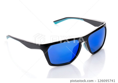 Modern stylish black sports eyewear designed for outdoor activities and protection. Modern stylish black sports eyewear designed for outdoor activities and protection. 126095741