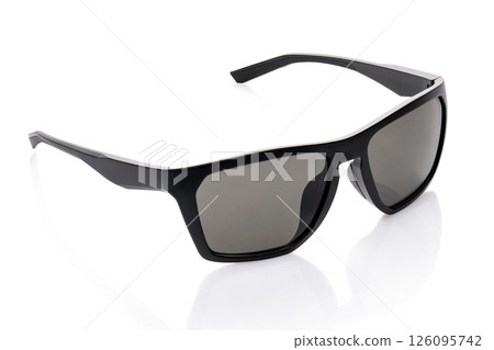 Modern stylish black sports eyewear designed for outdoor activities and protection. Modern stylish black sports eyewear designed for outdoor activities and protection. 126095742
