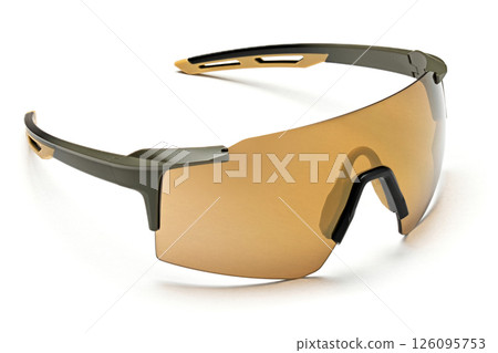 Modern stylish black sports eyewear designed for outdoor activities and protection. Modern stylish black sports eyewear designed for outdoor activities and protection. 126095753