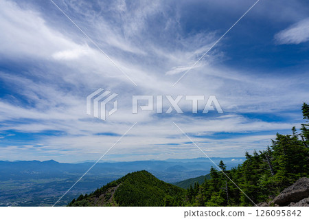 [Mountain material] View of Zenkoji Plain from Tommy's Head in summer [Nagano Prefecture] 126095842