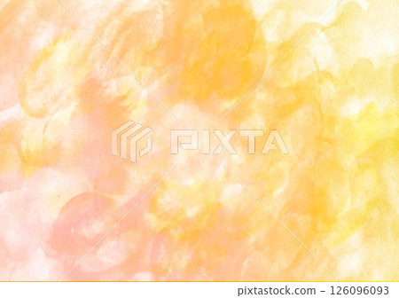 Hand-drawn crayon and watercolor background orange 126096093