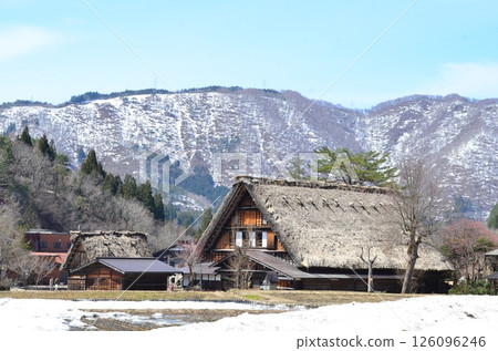 Shirakawa-go is historic village in Gifu Prefecture, famous for its gassho-zukuri farmhouses with steep thatched roofs, a UNESCO World Heritage Site. 126096246