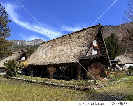 Shirakawa-go is historic village in Gifu Prefecture, famous for its gassho-zukuri farmhouses with steep thatched roofs, a UNESCO World Heritage Site. Shirakawa-go is historic village in Gifu Prefecture, famous for its gassho-zukuri farmhouses with steep thatched roofs, a UNESCO World Heritage Site. 126096274