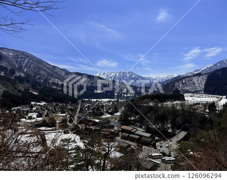 Shirakawa-go is historic village in Gifu Prefecture, famous for its gassho-zukuri farmhouses with steep thatched roofs, a UNESCO World Heritage Site. 126096294