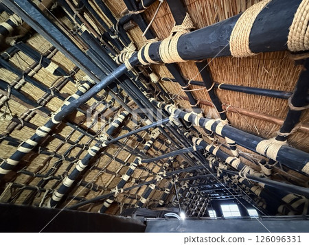 Shirakawa-go is historic village in Gifu Prefecture, famous for its gassho-zukuri farmhouses with steep thatched roofs, a UNESCO World Heritage Site. 126096331