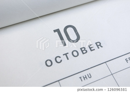 October calendar close-up 126096381