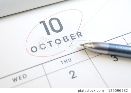 October calendar close-up October calendar close-up 126096382
