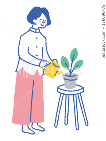 Woman enjoying taking care of plants_Color 126096778