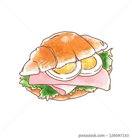 美味的火腿和蛋捲三明治水彩風格 126097183