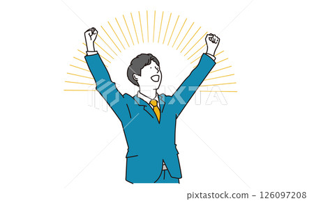 一位商人舉起手臂的插圖素材 一位商人舉起手臂的插圖素材 126097208