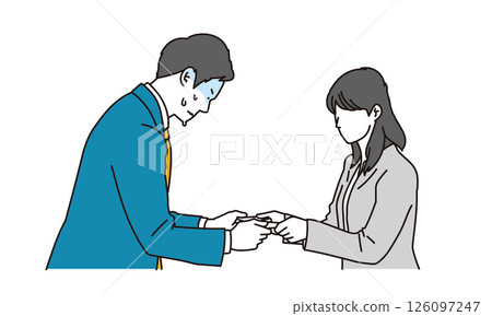 交換名片時感到緊張的銷售員的插圖素材 126097247