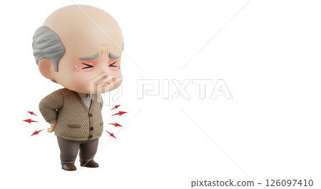 一位患有背痛的老人的插圖 一位患有背痛的老人的插圖 126097410