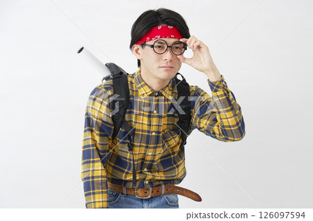 秋葉原風格的男性，白色背景，肖像 126097594