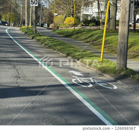 Roads marked with bicycle lanes Roads marked with bicycle lanes 126098367